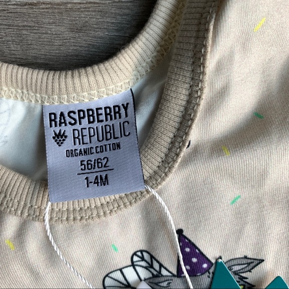 NWT Raspberry Republic organic coverall overall one-piece 1-4month - Picture 2 of 6